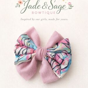 Jade & Sage Pink and Multicolor Hair Bow